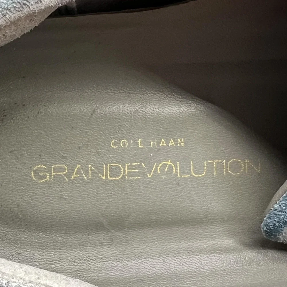 Cole Haan Shoes Men 10 Gray Blue Ombre Suede GrandEvolution Wingtip Oxford